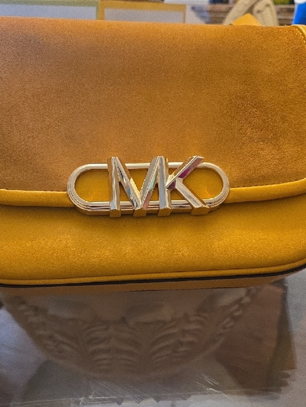 Michael Kors Yellow Suede-Accent Crossbody Bag - Picture 2 of 11
